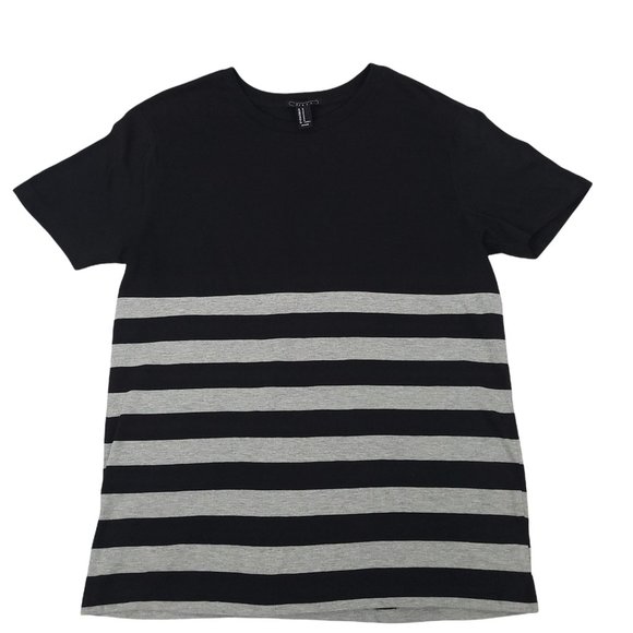 Forever 21 T Shirt Mens Size Medium Black Gray Stripe Crew Neck - Picture 4 of 7